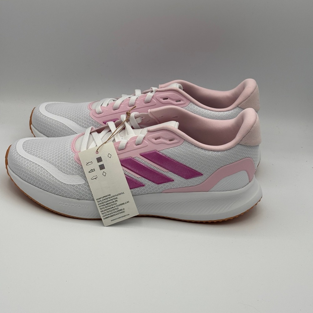Adidas Runfalcon 5 J Shoes Kids Size 7 White Pink Running JP9396 - Picture 4 of 8